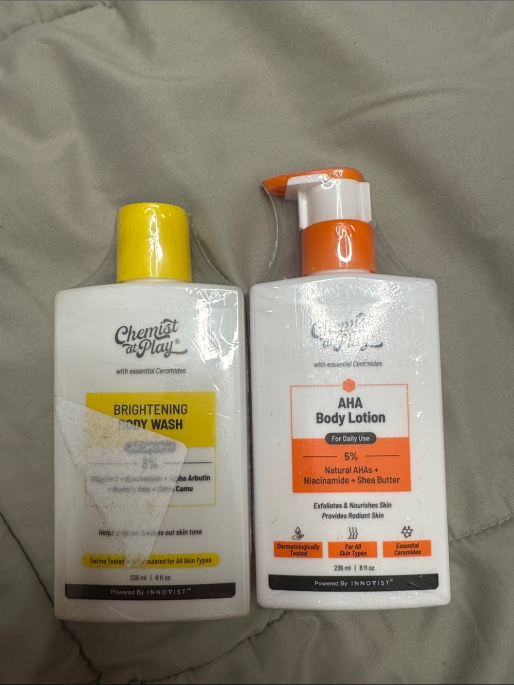 Brightening Body Wash & AHA Body Lotion - Yellow & Orange